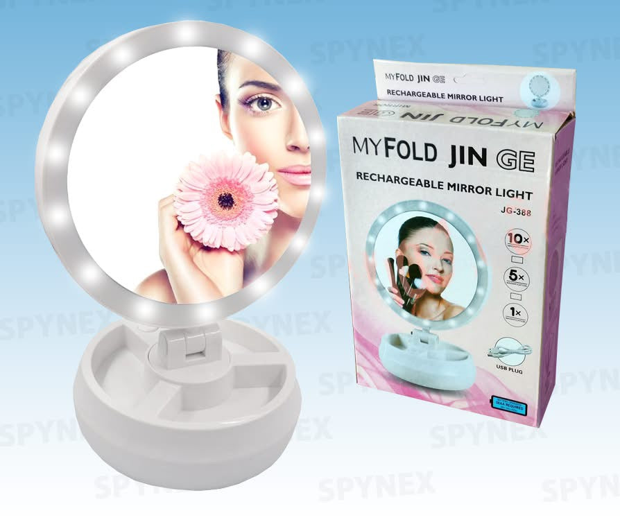 Specchio pieghevole jin con luce a led