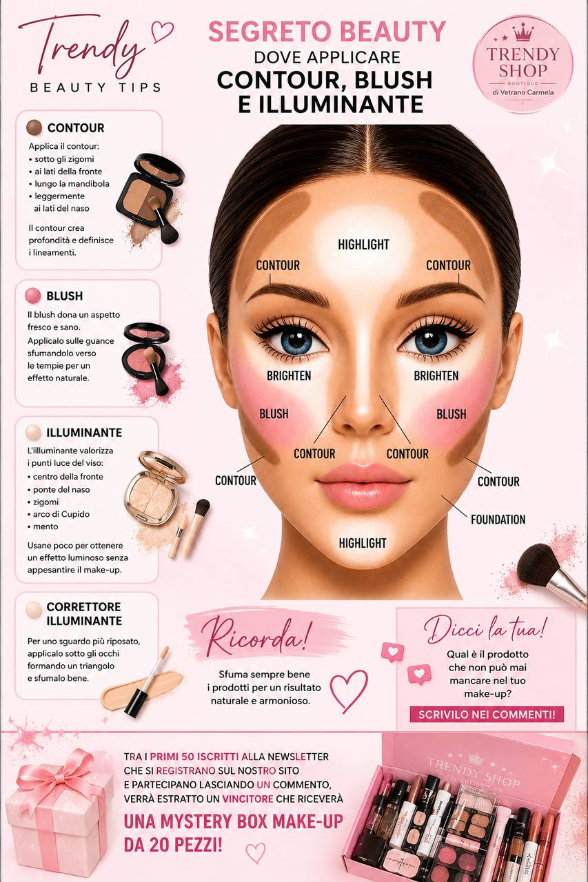 Segreto Beauty: dove applicare contour, blush e illuminante