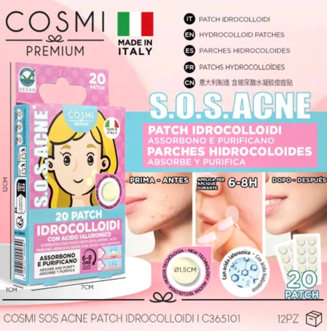 cosmi sos acne patch idrocolloidi cerotti purificanti per pelli impure e a tendenza acneica