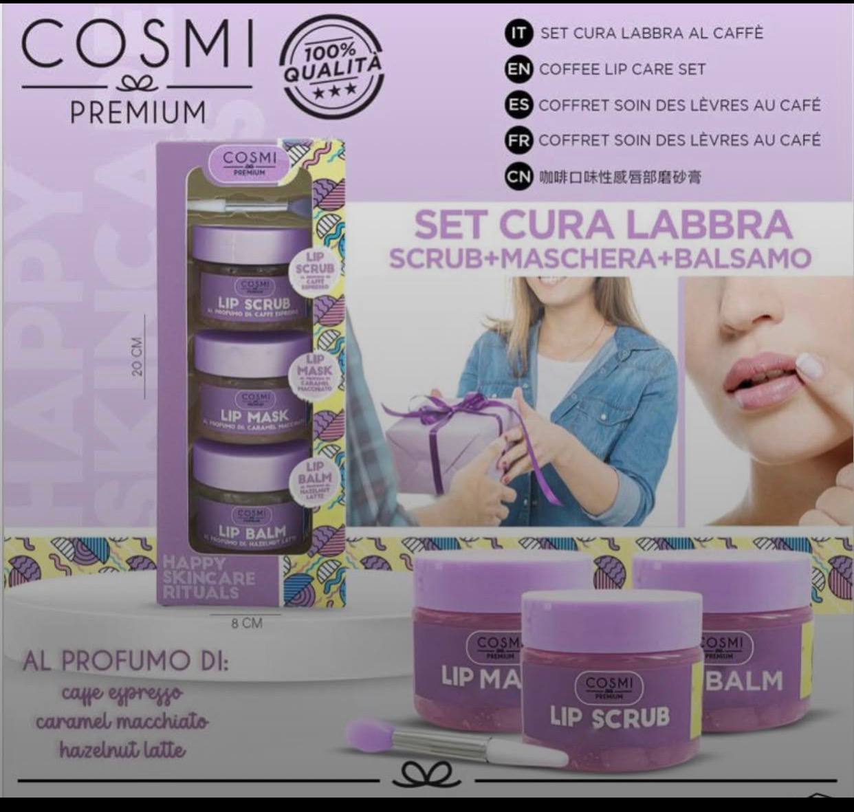 cosmi set cura labbra -scrub+maschera+balsamo