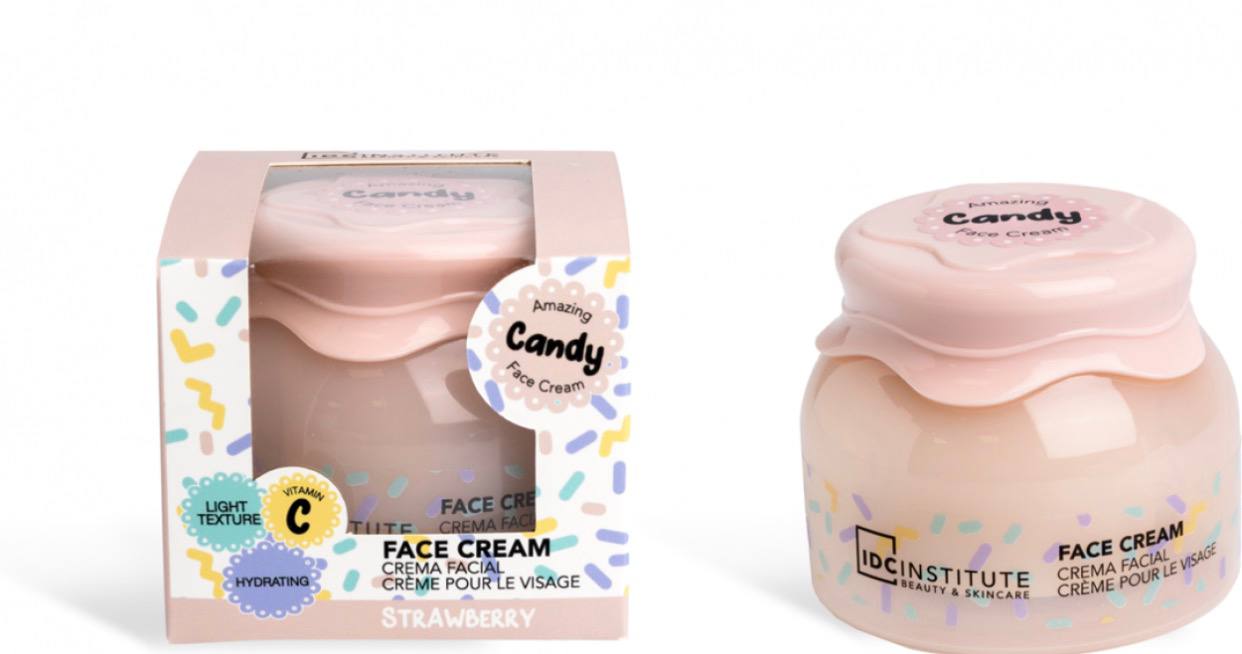 crema viso IDC Institute "Amazing Candy Face Cream" al gusto fragola.