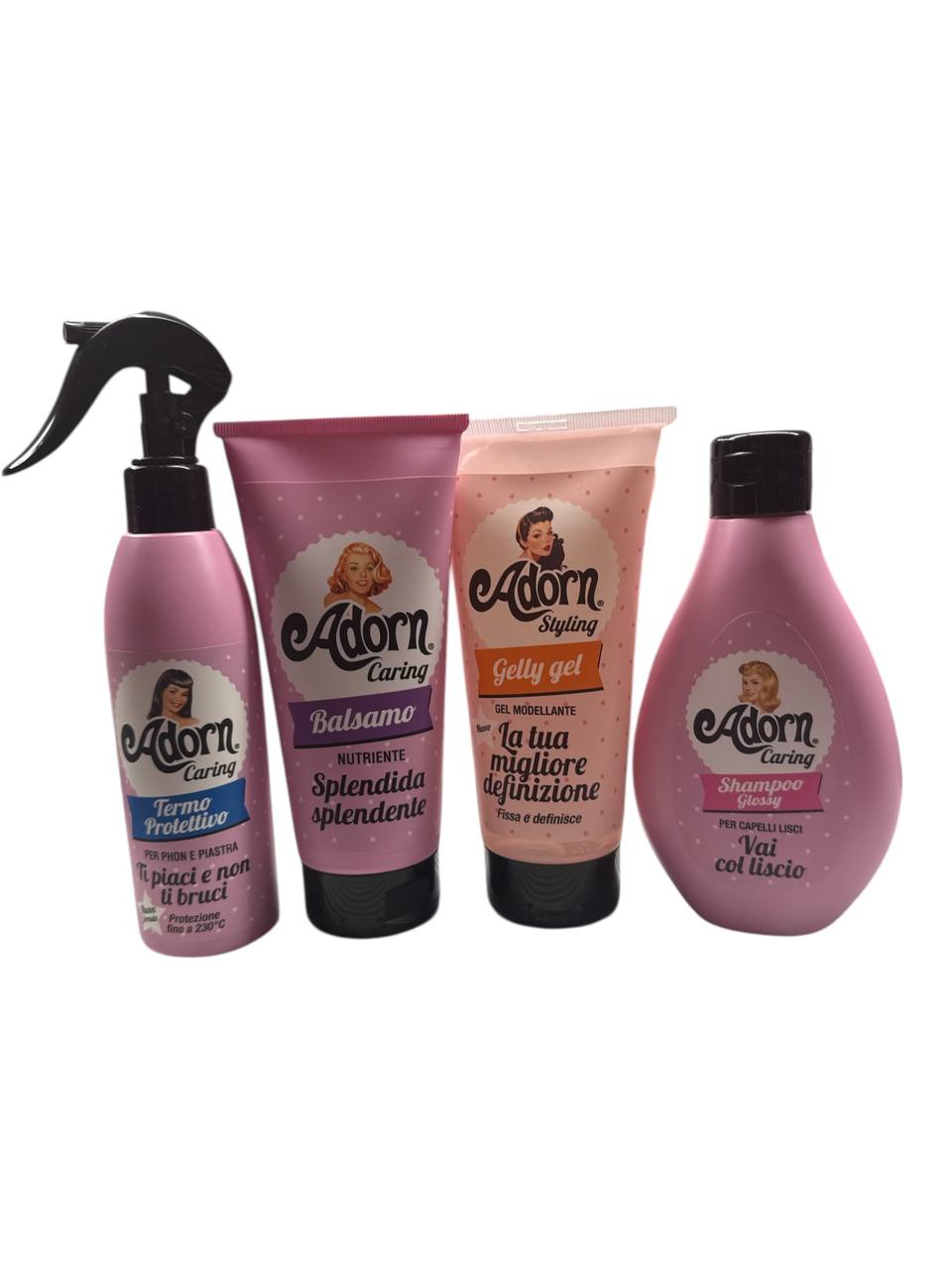 set adorn per la cura e lo styling dei capelli noto per il suo packaging in stile vintage la famma di prodotti per lo styling e il fissaggio