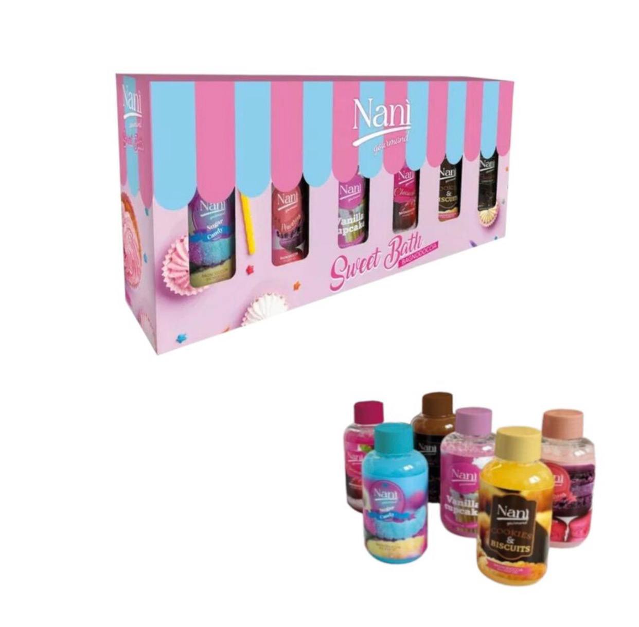 GIFT NANì SWEET BATH ( REF.6 VANILLA-CIOCCOLATO-MACARONS-COOKIE&BISCUITS-SUGAR CANDY-CHEESECAKE)