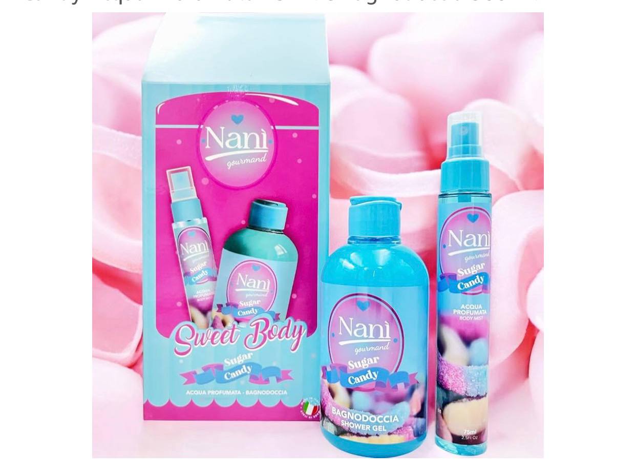 nanì gourmand cofanetti regalo di prodotti per il corpo,il set include un'acqua profumata da 75ml e un bagnoschiuma da 300ml