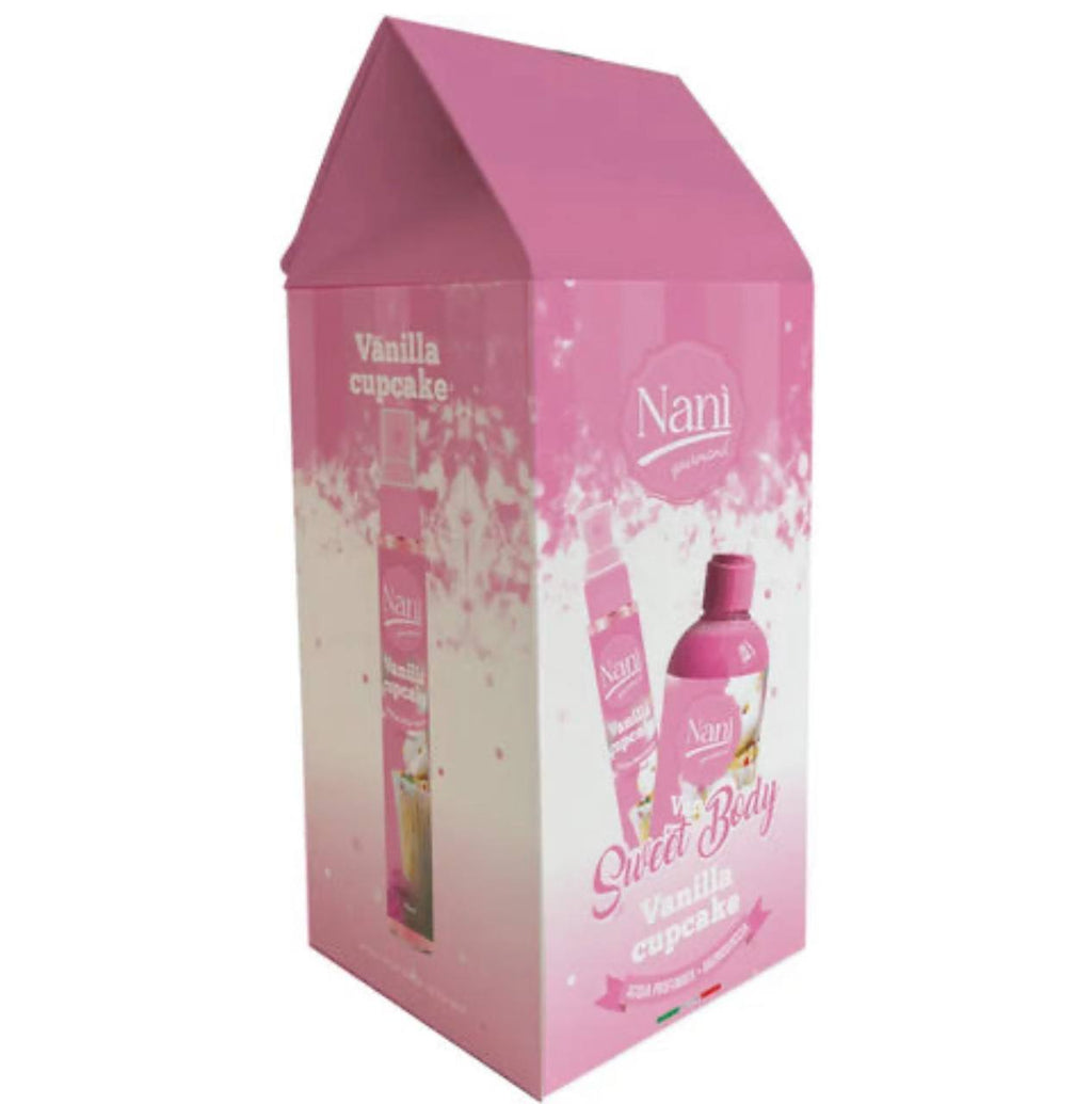 nanì gourmand cofanetti regalo di prodotti per il corpo,il set include un'acqua profumata da 75ml e un bagnoschiuma da 300ml