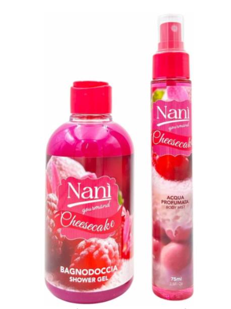 nanì gourmand cofanetti regalo di prodotti per il corpo,il set include un'acqua profumata da 75ml e un bagnoschiuma da 300ml