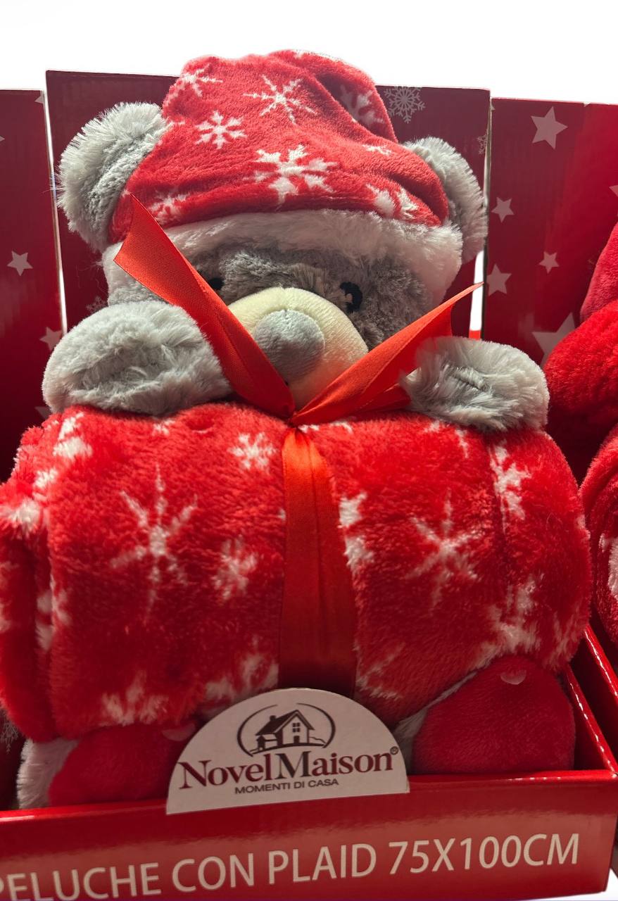 NOVELMAISON   PELUCHE CON PLAID 75X100 CM DESIGN NATALIZIO