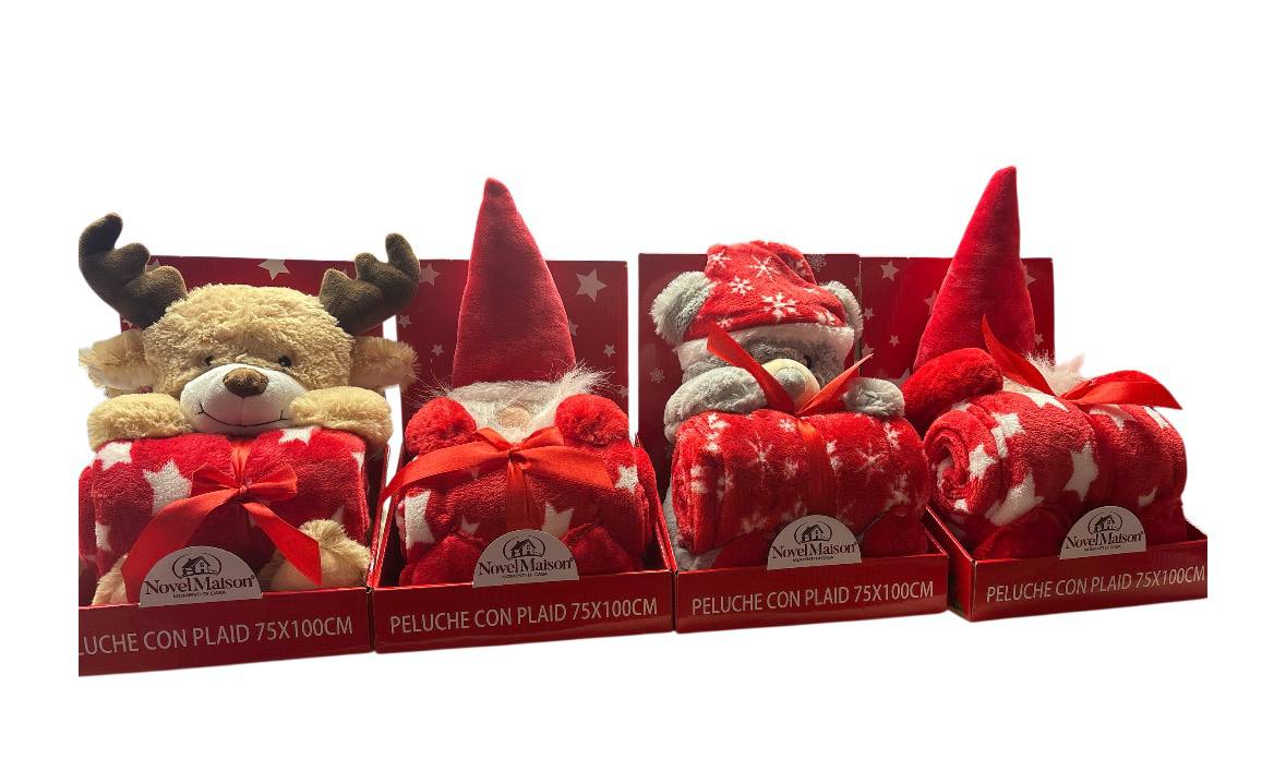 NOVELMAISON   PELUCHE CON PLAID 75X100 CM DESIGN NATALIZIO