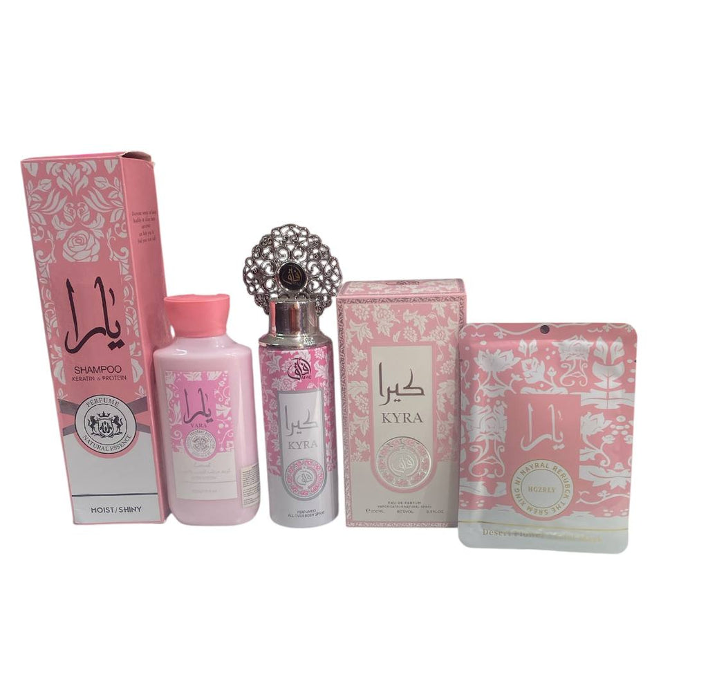 Lattafa - kyra - yara - pink - set composto 6 pezzi eccezionali per chi ama questa fragranza tanto virale