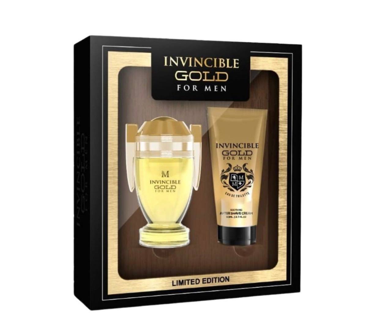 Montage Invicible black- Invicible gold- Invicible for men per uomo set profumo  e crema GIFT BOX