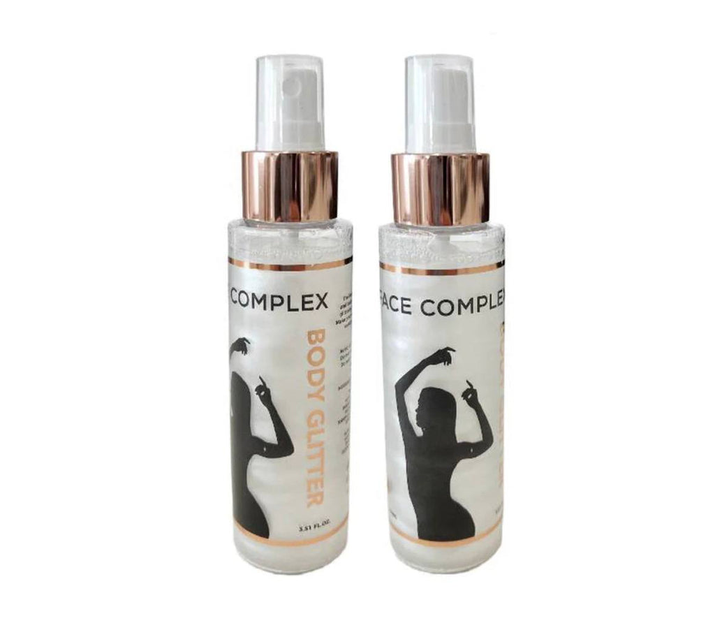 FACE COMPLEX - BODY GLITTER - uno spray glitterato per corpo - viso - capelli  è uno spray scintillante progettato per illuminare la pelle e i capelli contiene micro particelle scintillanti per un effetto brillante - FRAGRANZA AL COCCO