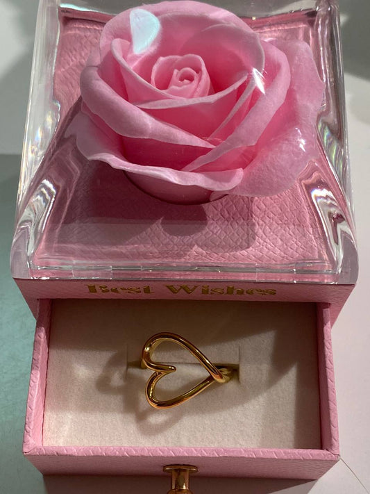 ANELLI CUORE IN ACCIAIO INOX CON SCATOLA ROSA