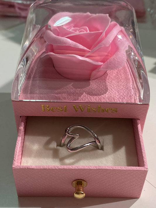 ANELLI CUORE IN ACCIAIO INOX CON SCATOLA ROSA