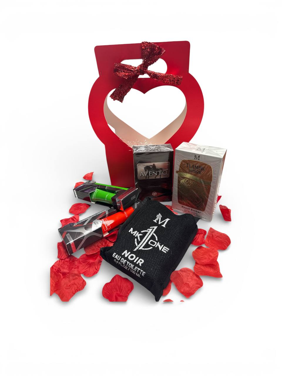 Confezione love per san valentino-3 profumi da 100ml + 2 prodotti profumo-shower gel o crema corpo profumata in un elegante scatola a forma di cuore ideale per regalo