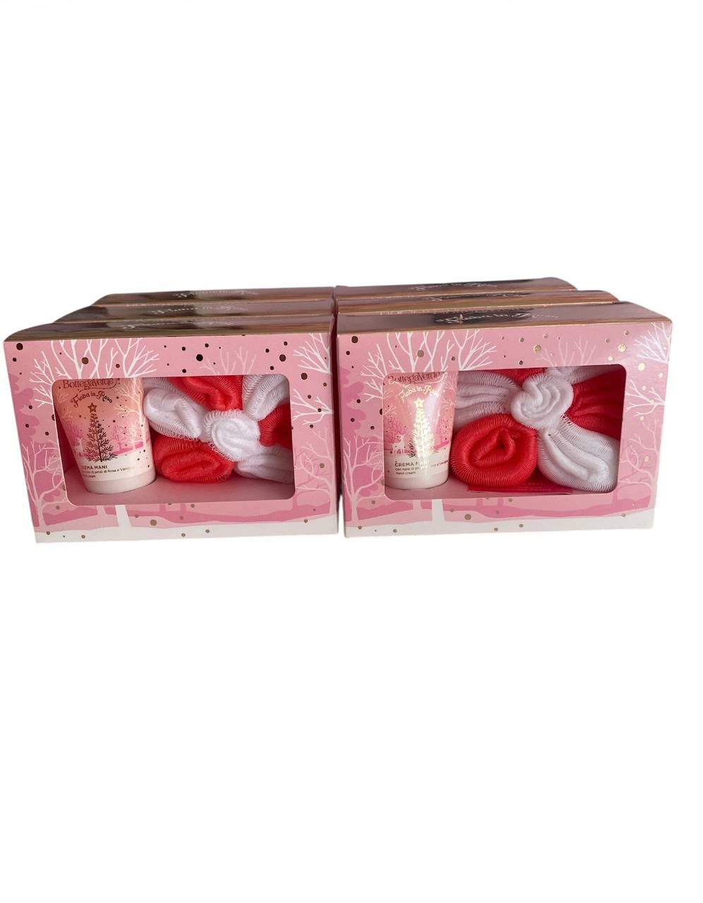 Bottega verde confezione regalo crema mani con profumazione ai petali di rosa e vaniglia + spugna in rete delicata sulla pelle, deterge e produce una ricca e morbida schiuma