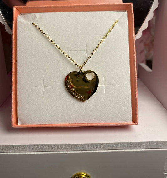 collana cuore con incisione mamma