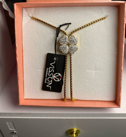 collana quadrifoglio con swaroski regolabile