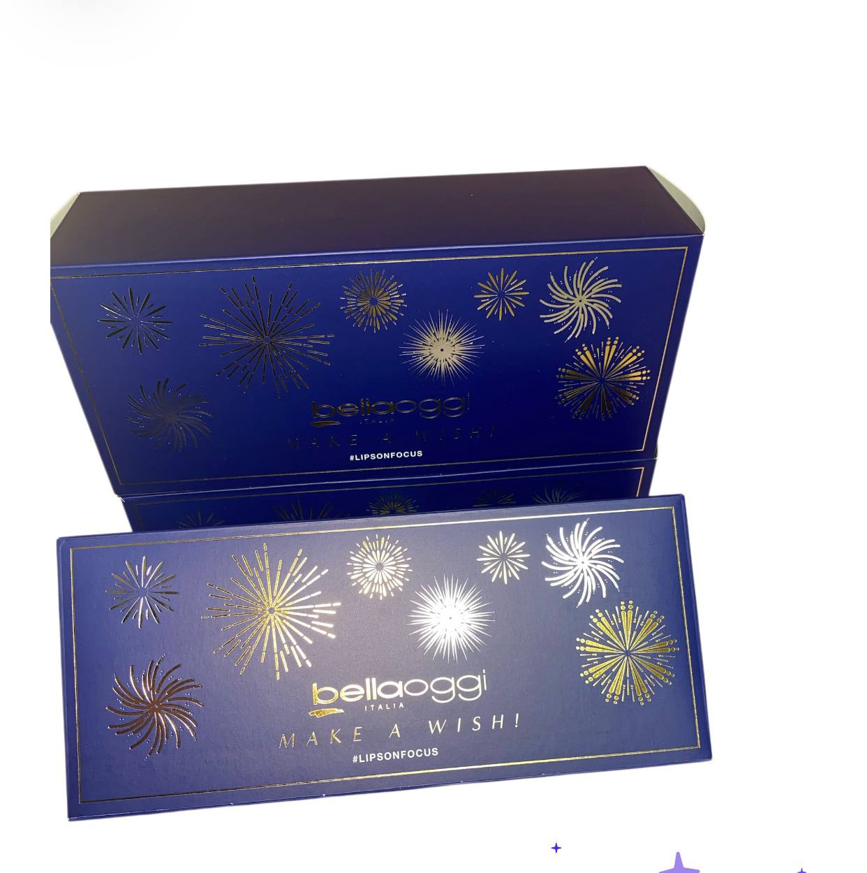 Cofanetto regalo "Make A Wish" di Bellaoggi, che include una pochette e vari prodotti per le labbra.