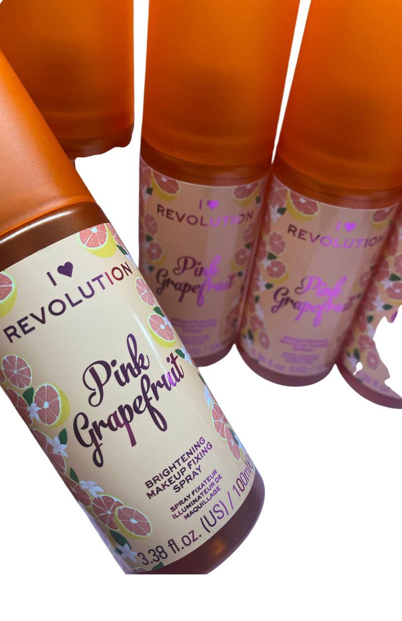 REVOLUTION Pink Grapefruit Spray Fissante per il Trucco 100ml Profumazione Pompelmo Rosa Mantieni il Make-Up in Posizione e dona un Aspetto Luminoso e Radioso