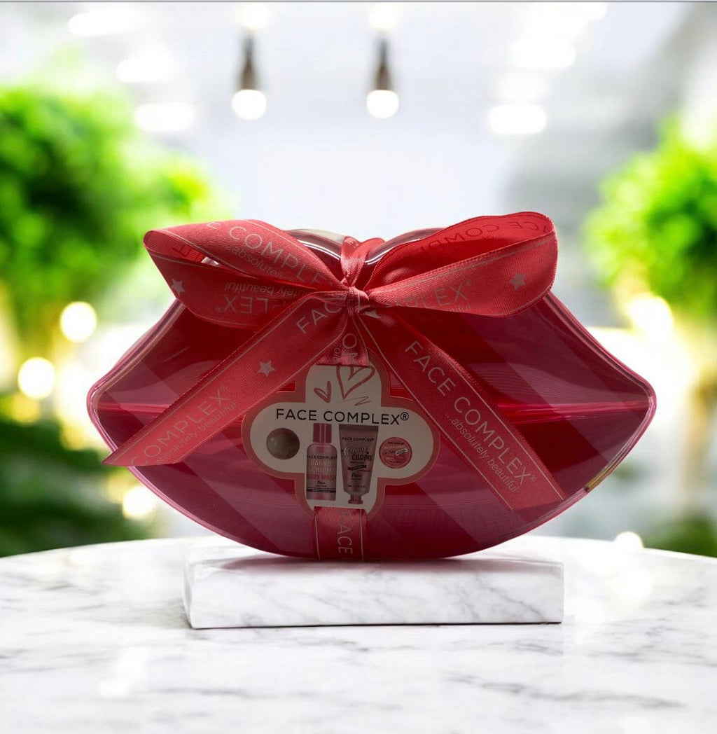 FACE COMPLEX set corpo: doccia schiuma 100ml-crema corpo 60ml-bomba bagno 30g-balsamo labbra 10g
