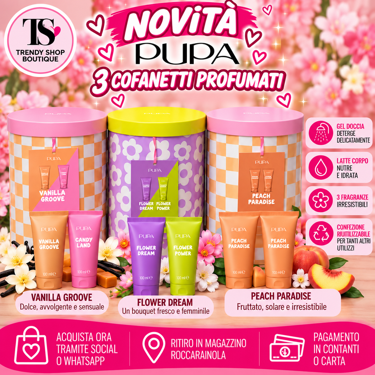 PUPA – Cofanetti Profumati Corpo 100 ml | 3 Fragranze | Confezione Regalo Riutilizzabile