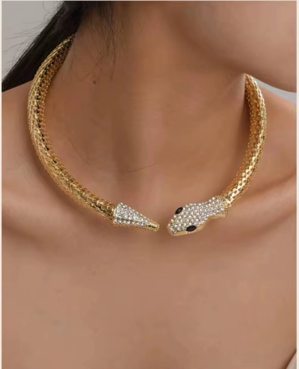 Collana girocollo con polsino,polsini aperti,girocollo forma serpente
