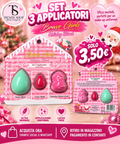 Set 3 applicatori make-up Brave Girls Holiday Blend: cuneo maxi, cuneo medio e clessidra marmorizzata, latex free