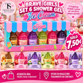 Cofanetto Brave Girls Ice Cream con 6 bagnodoccia da 100 ml: Miele e Vaniglia, Rosa Fragola, Lavanda e Camomilla, Miele e Pera, Rosa Litchi, Lavanda Crema