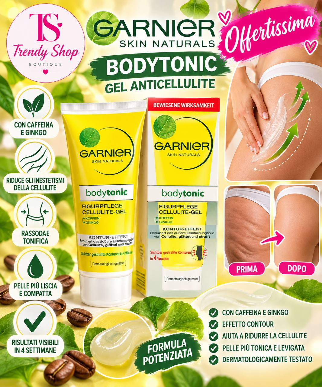 Garnier Bodytonic gel anticellulite con caffeina e ginkgo