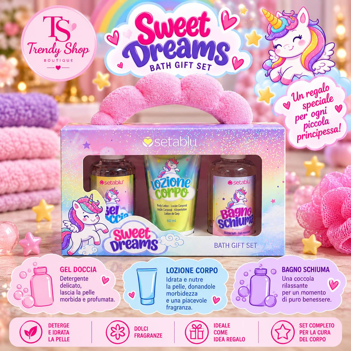Setablu Sweet Dreams – Cofanetto bagno unicorno