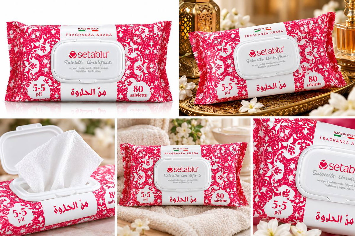 Setablu Fragranza Araba Rosa, confezione da 80 salviette umidificate