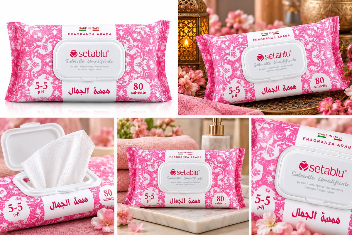 Setablu Fragranza Araba, confezione rosa da 80 salviette umidificate multiuso