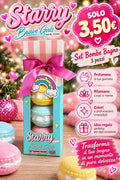 Set Starry Brave Girls con tre bombe da bagno colorate Cherry Candy in confezione con fiocco rosa