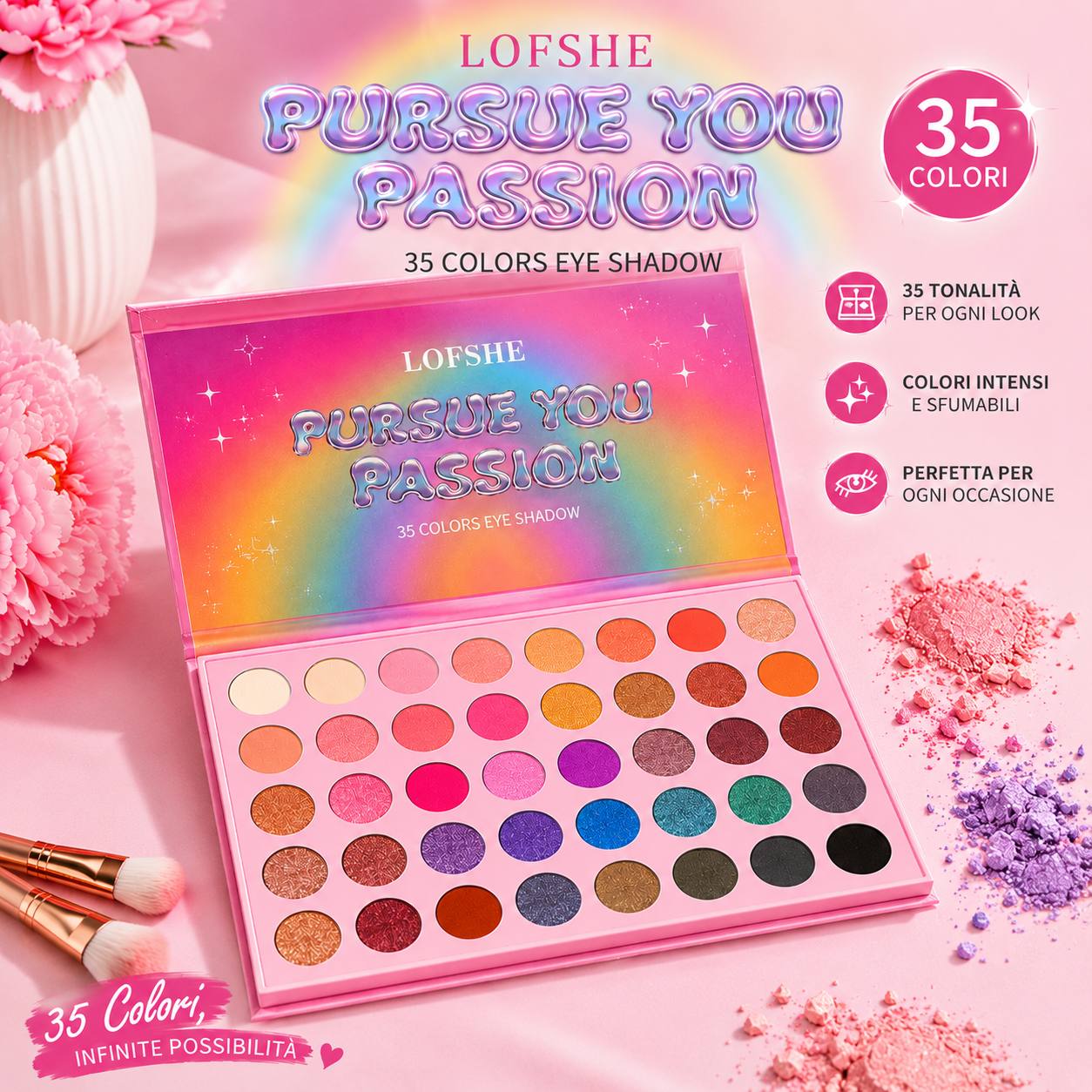 Palette Ombretti 35 Colori – Pursue You Passion | Colori Intensi e Sfumabili
