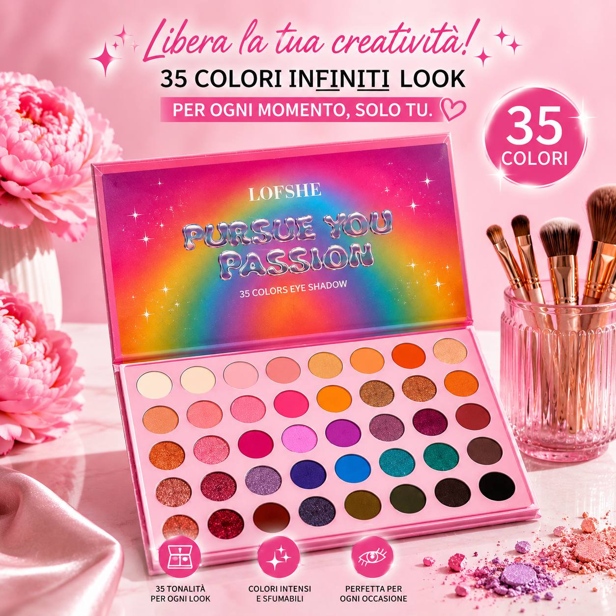 Palette Ombretti 35 Colori – Pursue You Passion | Colori Intensi e Sfumabili